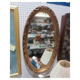 GOLD ORNATE OVAL FRAMED WALL MIRROR