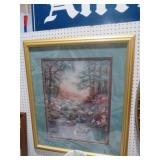 GOLD FRAMED DOGWOOD & RIVER SCENE PRINT