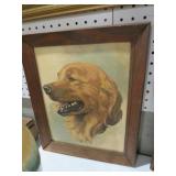 FRAMED GOLDEN RETRIEVER DOG PAINTING