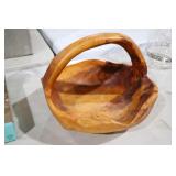 VINTAGE CARVED BURL WOOD BASKET