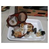 COLL. VTG MINIATURE PERFUME BOTTLES& MIRROR