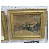 ARTIST SIGNED GOLD ORNATE FRAMED WINTER VILLAGE SC