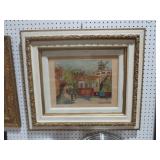ARTIST SIGNED ORNATE FRAMED VILLAGE PRINT
