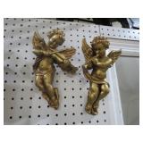 PAIR GOLD CHALK CHERUBS