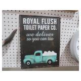 METAL ROYAL FLUSH TOILET PAPER ADV. SIGN