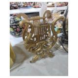VINTAGE CAST ALUMINUM HARP MAGAZINE HOLDER