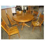 OAK PEDESTAL CLAW FOOTED TBL W/ (6) CHAIRS