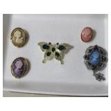 CAMEO STYLE BROOCHES & BUTTERFLY