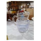 VINTAGE ART DECO BLUE STRIPED PITCHER