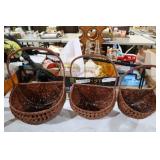 3 VINTAGE WICKER WALL BASKETS