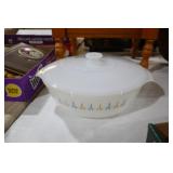 VINTAGE ANCHOR HOCKING FK COVERED CANDLE GLOW DISH