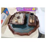 ASH TRAY, BABY BOOT, INLAID TRAY