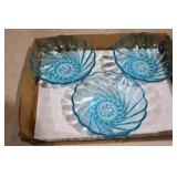 3 VINTAGE HAZEL ATLAS CAPPIE BLUE BOWLS