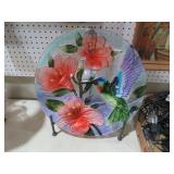 BEAUTIFUL GLASS HUMING BIRD CHARGER WITH STAND