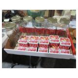 (6) HALF GALLON JARS, ALL JELLY BEAN TINS