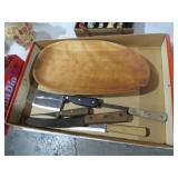 WOOD BOWL & BUTCHER KNIVES
