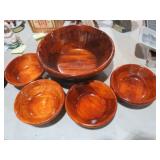 NICE VINTAGE WOOD SALAD BOWL SET