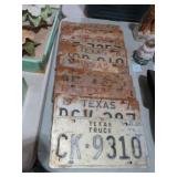 (9) VINTAGE  TEXAS LICENSE PLATES