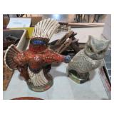 VINTAGE OWL & TURKEY DECANTORS