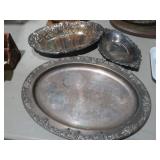 COLLECTION OF SILVER PLATED SERING TRAYS