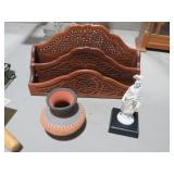 WOOD DESK ORGANIZER, NAVAJO POTTER, STATUE FREEDOM