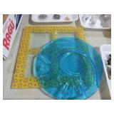 (2) FUSED GLASS SERVING PIECES