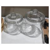 (2) GLASS STORE JARS WITH LIDS