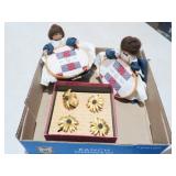 HANDMADE WOOD EMBROIDERY DOLLS & FLORAL NAPKIN RIN