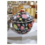 HAND DECORATED ORIENTAL VASE W/ LID