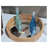 NICE BEVELED MIRROR WOOD TRAY & PERFUMES