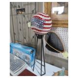 MOSAIC AMERICAN FLAG GAZING BALL WITH IRON STAND