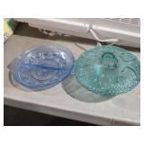 VINTAGE IDIANA GLASS CANDY DISH & DIVIDED BOWL