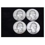 1952 P, 52 D, 52 D, 52 S WASH. QUARTERS 90%