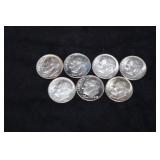 (7) ROOSEVELT DIMES VARIOUS DATES & MM 90%