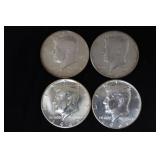 (4) 40% SILVER KENEDY HALF DOLLARS