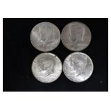 (4) 40% SILVER KENEDY HALF DOLLARS