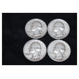 1954 P/P/P/D WASH. QUARTERS 90%