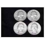 (4) 1961 D WASH. QUARTERS 90%
