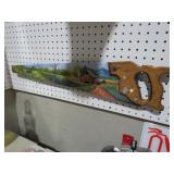 PAINTED OLD SAW W/ JOHN DEERE SCENE