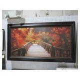 FRAMED BRIDGE SCENE PAINTING ON BOARD