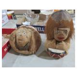 PAIR CARVED COCONUT FIGURES