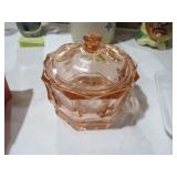 INDIANA GLASS PINK DERPRESSION CANDY DISH W/LID