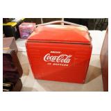 VINTAGE METAL COCA-COLA COOLER W/ LID & HANDLE