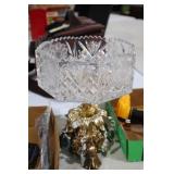 BRASS BASE PEDESTAL CRYSTAL BOWL