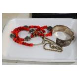 ESTATE NECKLACES & BEAUTIFUL ORNATE CUFF BRACELET