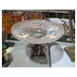 12" BRASS MARBLE VTG CAKE PLATE