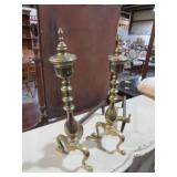 ANTIQUE PAIR BRASS DOG IRONS