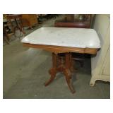 WALNUT VICTORIAN STYLE MARBLE TOP PARLOR TABLE