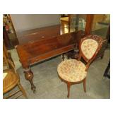 ANTIQUE MAHOGANY LIFT TOP SPINNETT DESK &  CHAIR