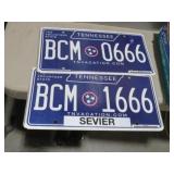 RARE PAIR OF  666 TENN CAR TAGS